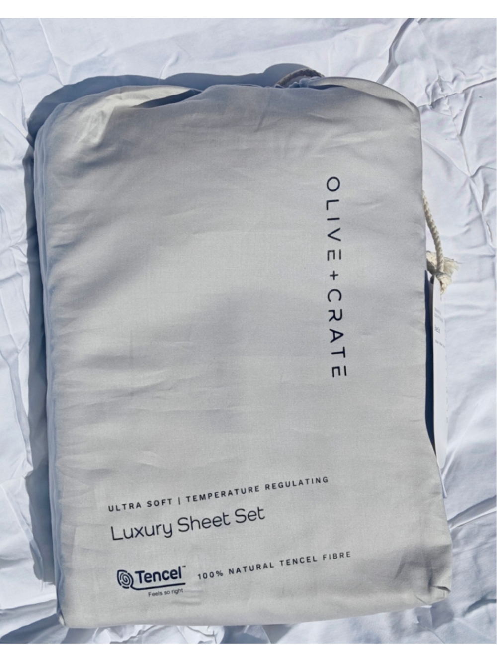Olive Crate 100% Eucalyptus TENCEL Cooling - SPLIT KING Sheet Set 5pc Grey Mist